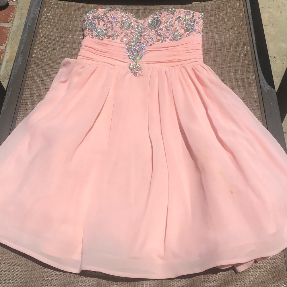 Pink strapless homecoming dress